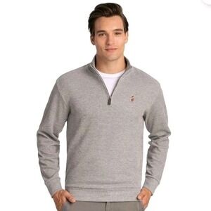 U.S. Polo Assn Mockneck Quarter Zip Sweater Mens XXL 2XL Heather Gray Pullover